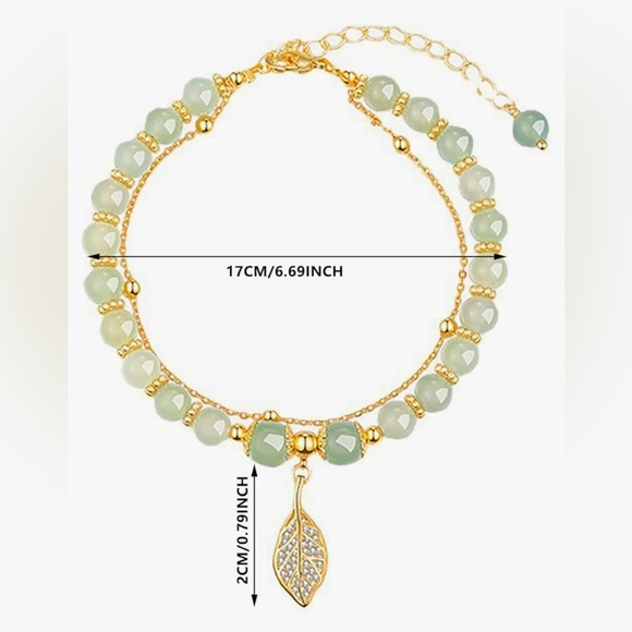 14k Gold Plated Jade Crystal Bracelet - Picture 2 of 3